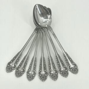 Voisin (Stainless)by CONTINENTAL SILVER Lot of 7 Teaspoons Floral MCM 6 3/8 inch